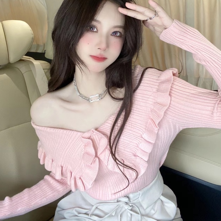 Áo dệt kim ZHELIHANGFEI dài tay cổ búp bê thời trang quyến rũ cho nữ