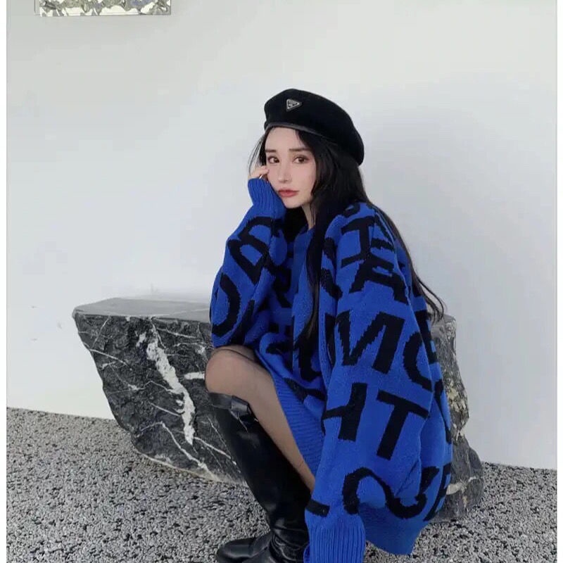 Áo Sweater Cổ Tròn In Chữ Phong Cách Hàn Quốc Thời Trang Thu Đông Mới Cho Nữ