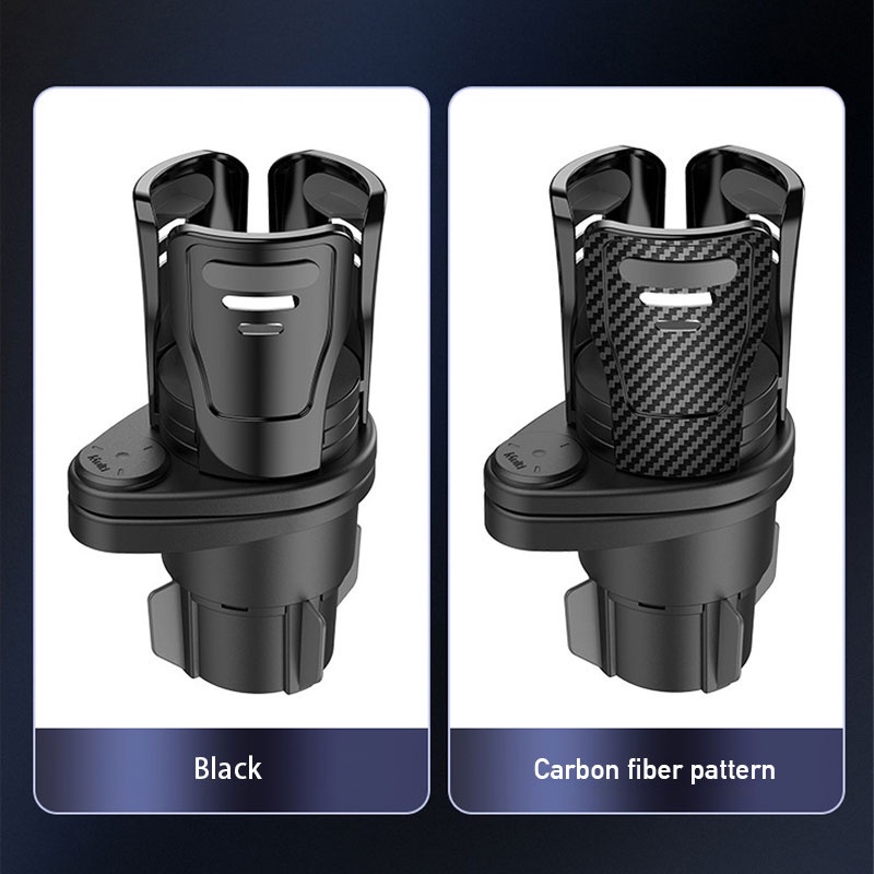 Giá giữ cốc nước SEAMETAL 2 trong 1 điều chỉnh được độ mở 360 độ sợi carbon màu đen thông dụng dành cho xe hơi