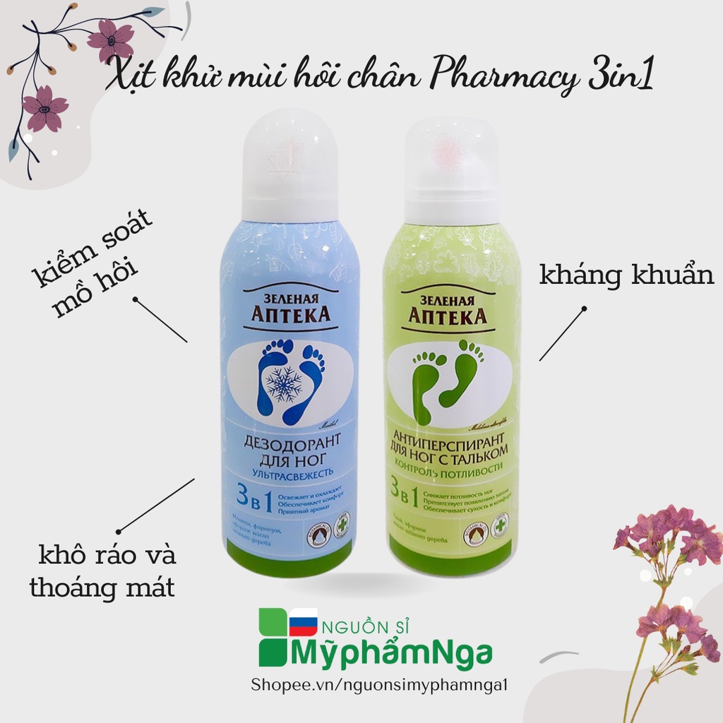 Xịt khử mùi hôi chân Pharmacy 3in1 - Xịt khử mùi chân kháng nấm ngăn mồ hôi