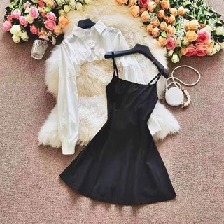  Set đầm big size 2 dây kèm áo kiểu  SEBS006 cho người béo mập 55-95kg - Mặc đi tiệc,đi chơi,đi biển hoặc dạo phố 