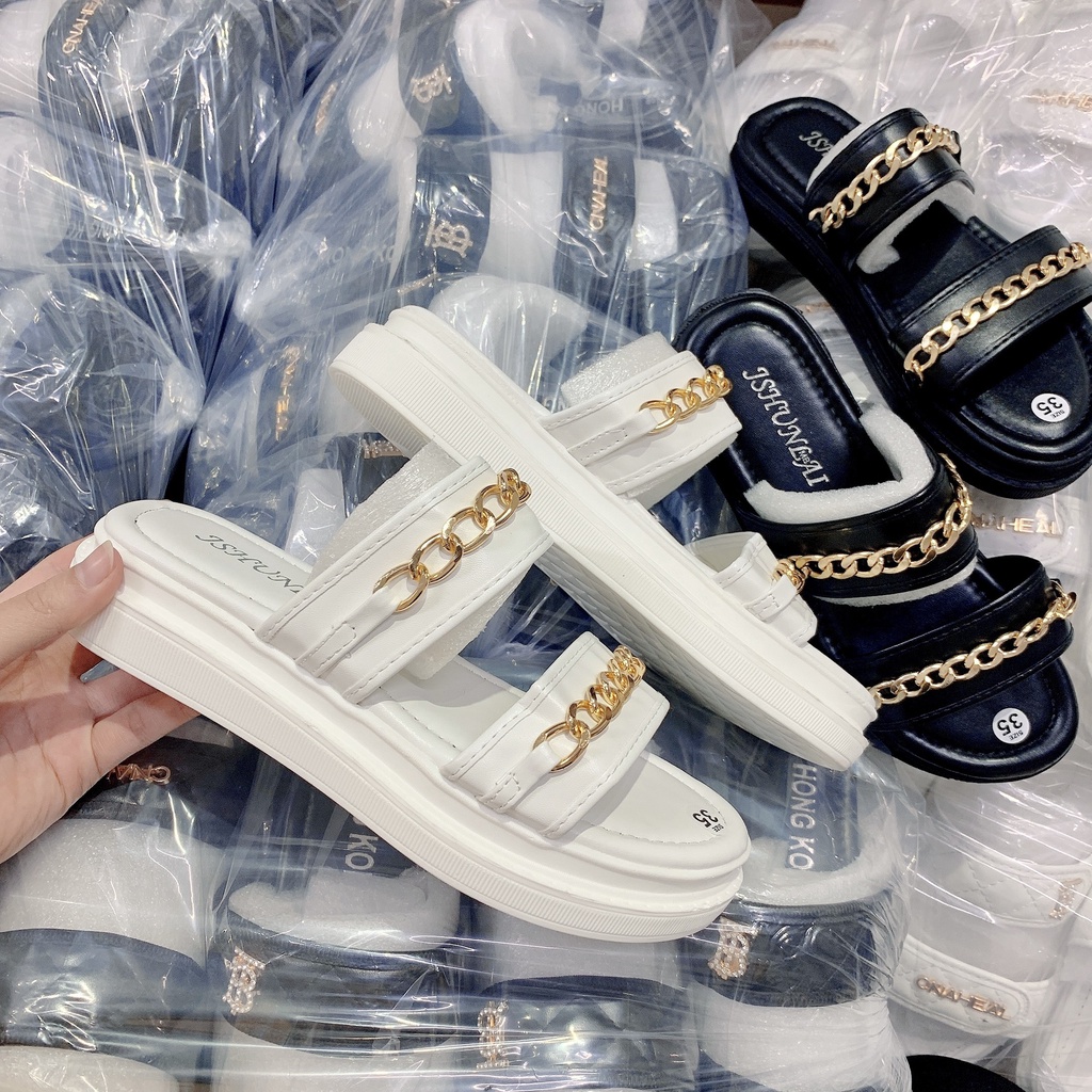 dép 2 quai dây xích đế xuồng mẫu mới (rẻ vô địch ) ( PU 2CM QUAI XÍCH)