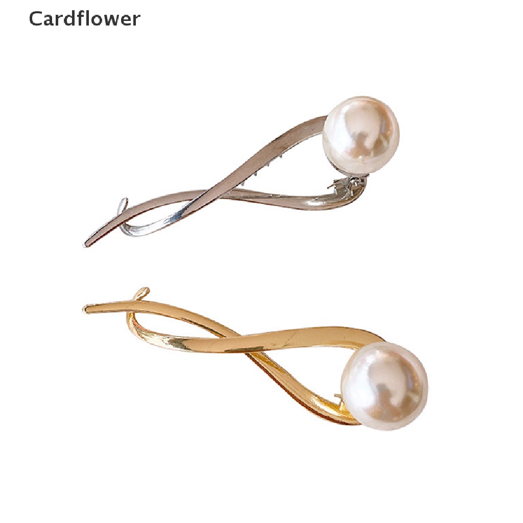 &lt; Cardflower &gt; Kẹp Tóc Dạng Kẹp Hình Học Đơn Giản Đính Ngọc Trai Một Chữ Cái Cho Nữ