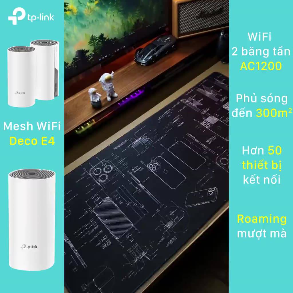 Hệ thống Wifi Mesh TP-Link Deco E4 Chuẩn AC 1200Mbps Dành Cho Gia Đình | BigBuy360 - bigbuy360.vn
