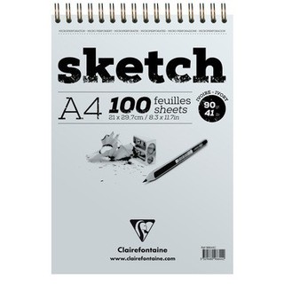 [Giá Tốt] Sổ vẽ chì Clairefontaine, Sketch wirebound pad 90gam 100 sheets