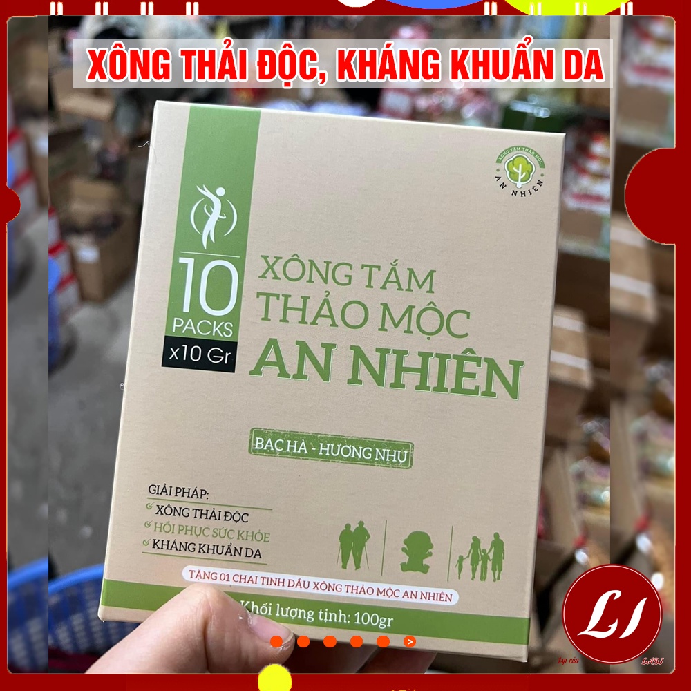 Hộp 10 túi Xông tắm thảo mộc AN NHIÊN 100gr tăng đề kháng, giảm mệt mỏi