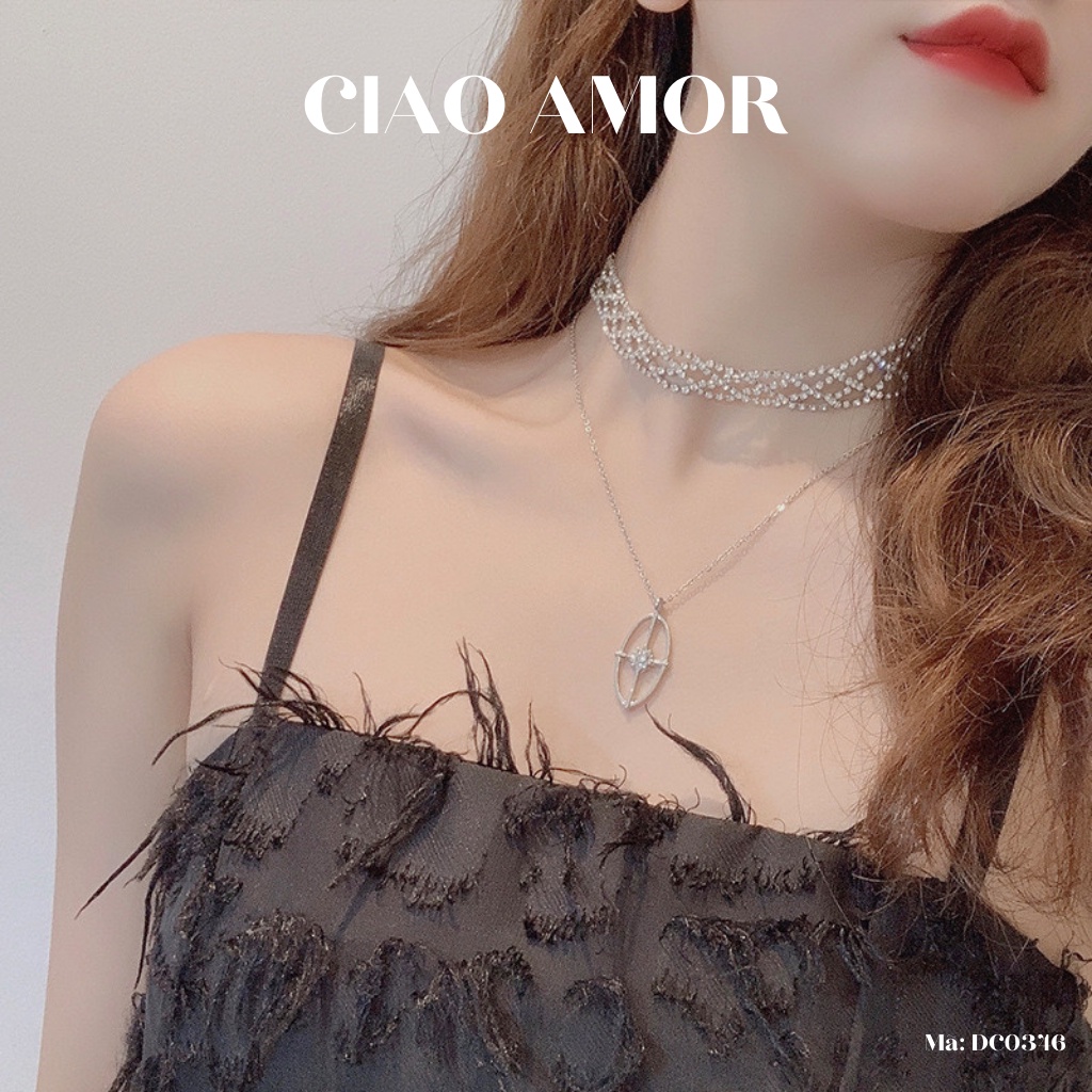 Choker, Chocker, Dây chuyền nữ đính đá lấp lánh dự tiệc đan chéo Trang sức Ciao Amor - DC0346