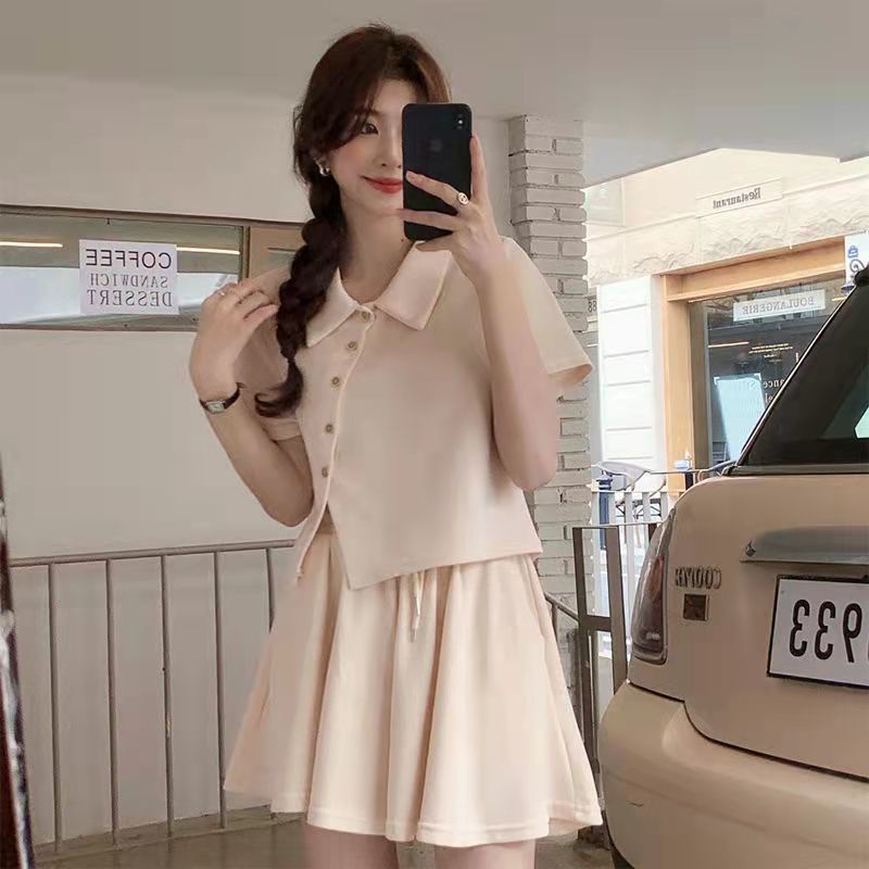 Bộ Đồ Polo Ngắn Tay Thiết Kế Lệch Tà Cá Tính Cho Nữ
