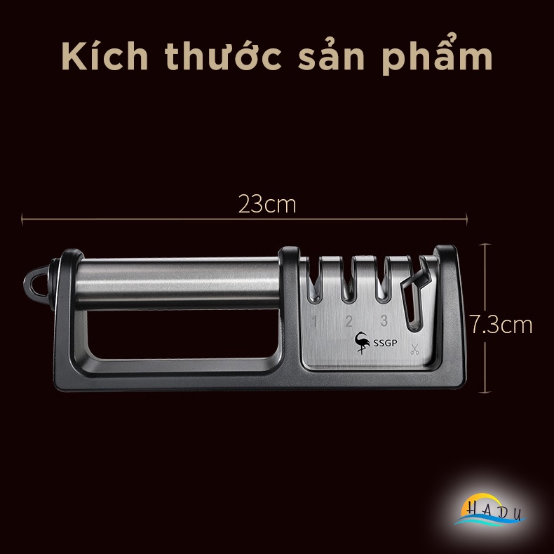 Mài dao kéo inox 304 cao cấp sắc như mới chỉ trong 5s có chổi vệ sinh đi kèm móc tiện lợi HADU