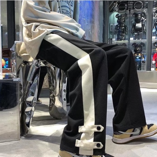 Quần ống rộng nam Sọc Caro Trắng Đen Trẻ Trung Thời Trang Cho unisex dài trắng bigsize Hàn Quốc simple quần ống suông