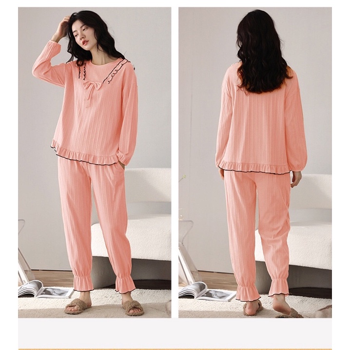 [ẢNH THẬT] Đồ bộ Thu Đông nữ mới nhất, vải cotton 100% mềm mại thoáng khí, màu hồng tôn da, họa tiết và thiết kế độc | BigBuy360 - bigbuy360.vn