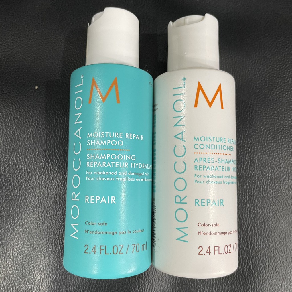 Combo Try Me Kit dầu gội xả phục hồi Moroccanoil Moisture Repair 70mlx2 và tinh dầu Treatment 15ml ( New 2021 )