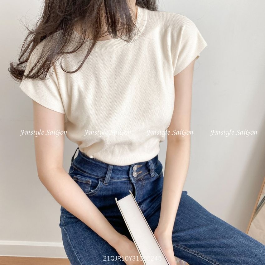 Áo len tay ngắn cổ trụ chất len mịn dày dặn phong cách hàn quốc nhiều màu Fmstyle Saigon 21ALU10K31301 | BigBuy360 - bigbuy360.vn