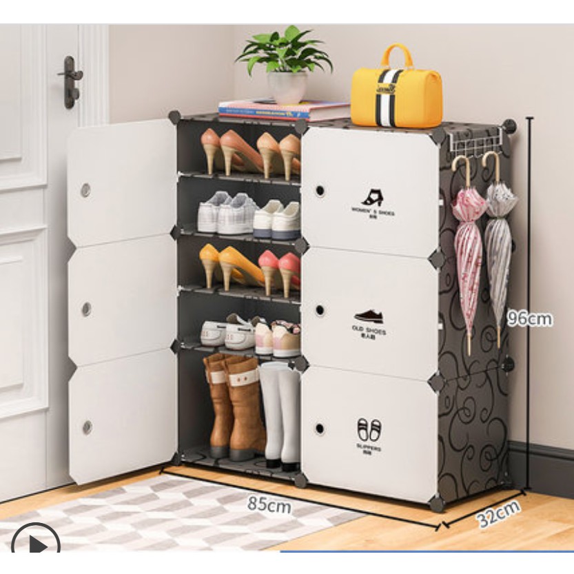 Tủ Nhựa Để Giày Dép 6 Tầng 2 Cột Họa Tiết Sang Trọng (lắp ghép)