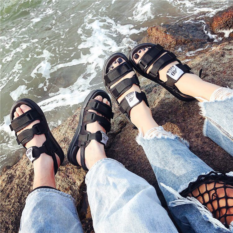 [Mã FASHIONT4WA2 giảm 10k đơn từ 50k] Sandal nữ quai ngang 3 quai gót rời đế cao su AB