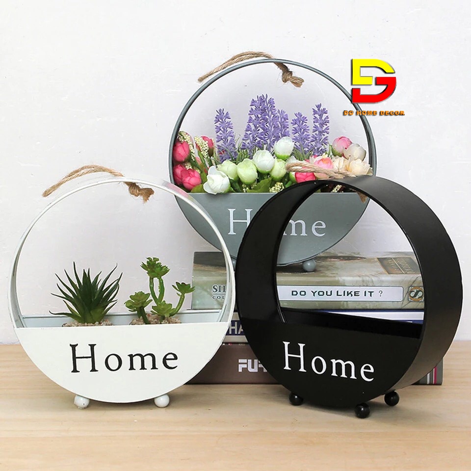 Giỏ Cắm Hoa Treo Tường, Lẵng Hoa Để Bàn Chữ Home Độc Đáo Phong Cách Bắc Âu DG-20