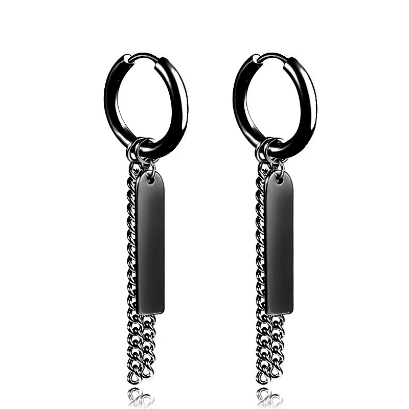 1 Khuyên Tai Hình Thánh Giá Màu Đen Bằng Thép Không Gỉ Phong Cách Hip Hop Cổ Điển Thời Trang