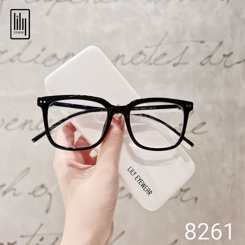 Gọng kính cận nam nữ Lilyeyewear mắt vuông chất liệu nhựa dày dặn chắc chắn thời trang 8261 | BigBuy360 - bigbuy360.vn