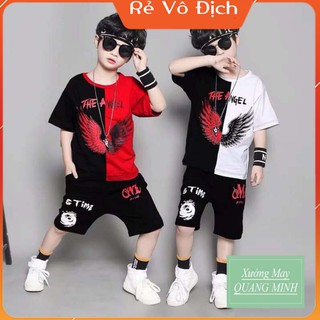Bộ quần áo trẻ em cho bé trai 1-5 tuổi in hình Angel siêu ngầu, chất liệu tốt thoáng mát