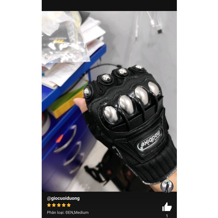 Găng Tay Xe Máy, Bao Tay Đi Phượt Madbike Cụt Ngón Có Gù Thép Bảo Vệ Chuyên Moto