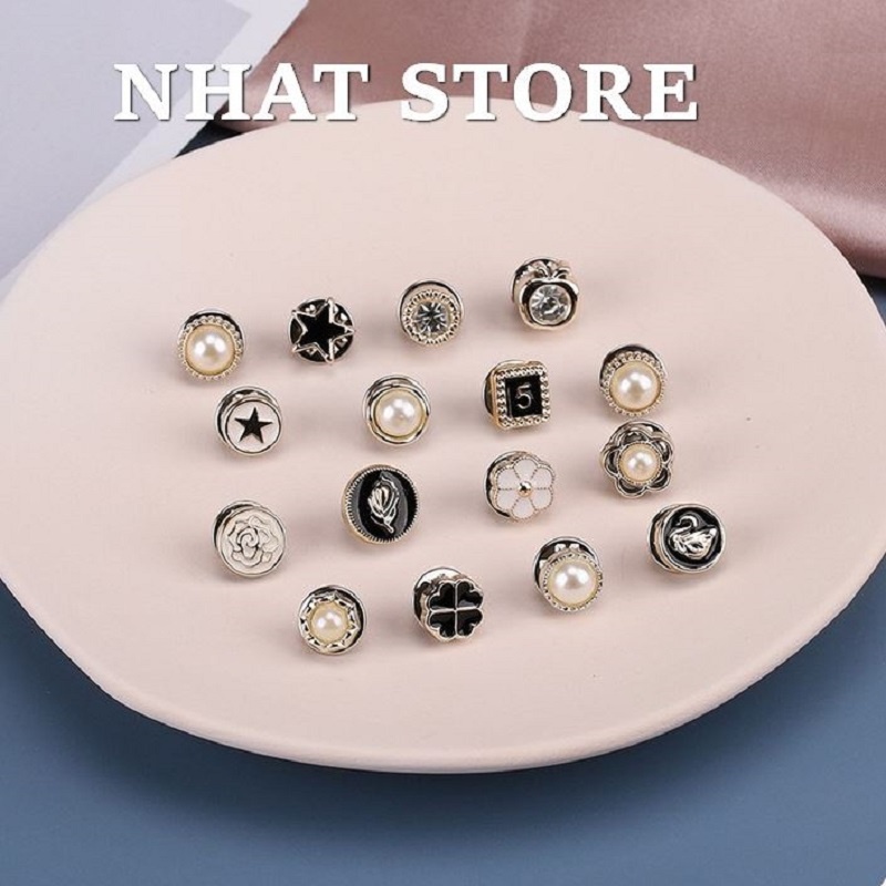 Trâm cài vest Hàn Quốc, ghim cài áo nữ đính đá hình số 5 Nhat Store
