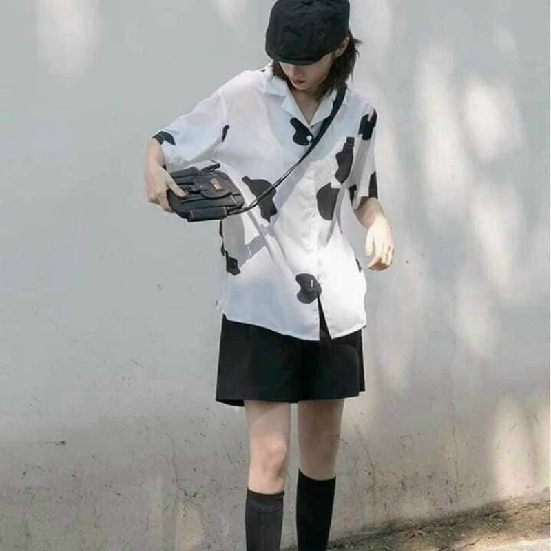 Sơ mi bò sữa tay ngắn phong cách xinh xắn