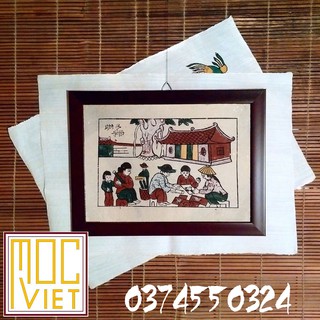 Tranh đông hồ chợ quê - 26x36 cm - tranh khung