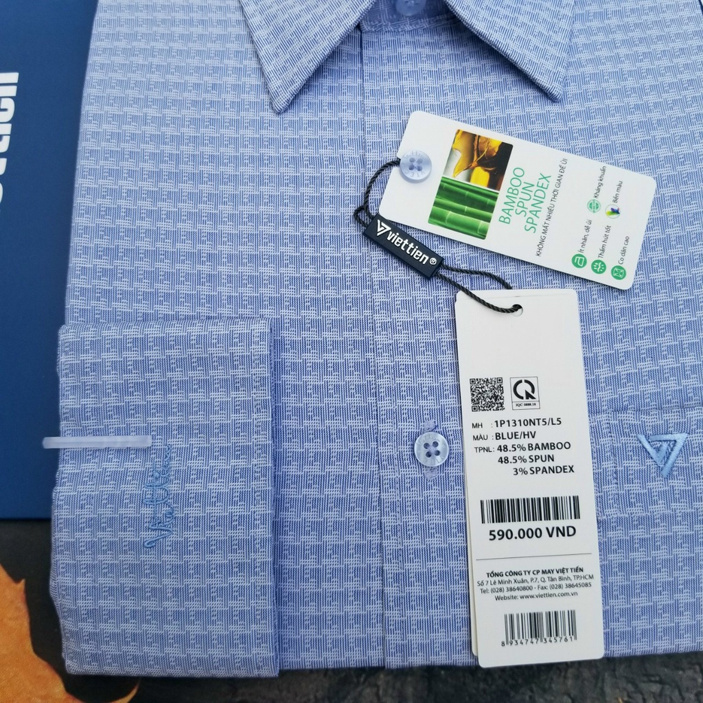 Aó sơ mi nam Việt Tiến dài tay mã 1P1310NT5 chính hãng, cao cấp  - form suông REGULAR - tà bầu . HỌA TIẾT.SHOP HỨA