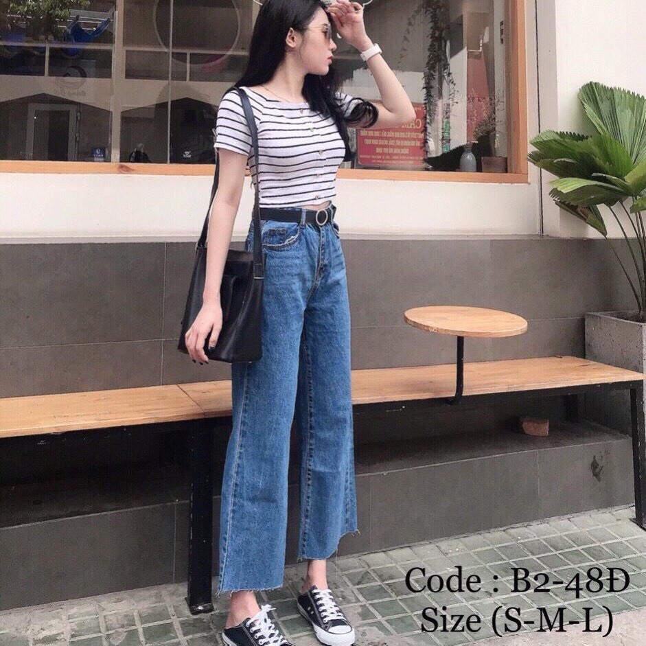 Quần jean nữ baggy King168, quần nữ co dãn nhẹ mẫu THU44