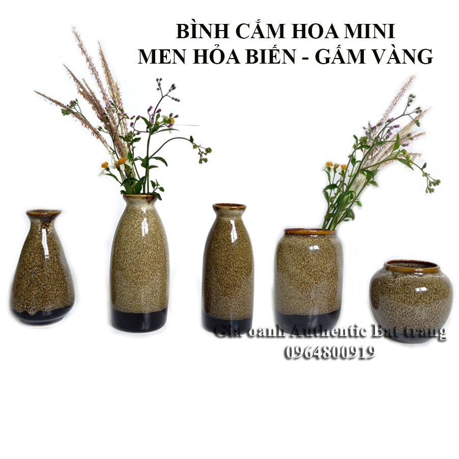 &quot;SIÊU XINH&quot; BÌNH CẮM HOA MINI GẤM VÀNG - MEN HỎA BIẾN CAO CẤP - Xưởng gốm sứ Gia Oanh Authentic Bát tràng