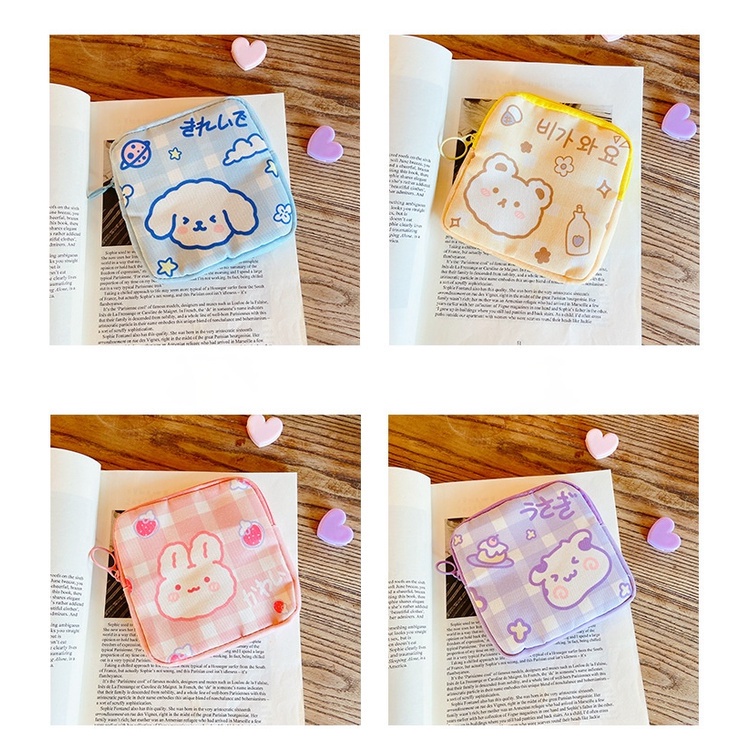 Túi Đựng Băng Vệ Sinh Họa Tiết Động Vật Hoạt Hình Dễ Thương Phong Cách Hàn Quốc