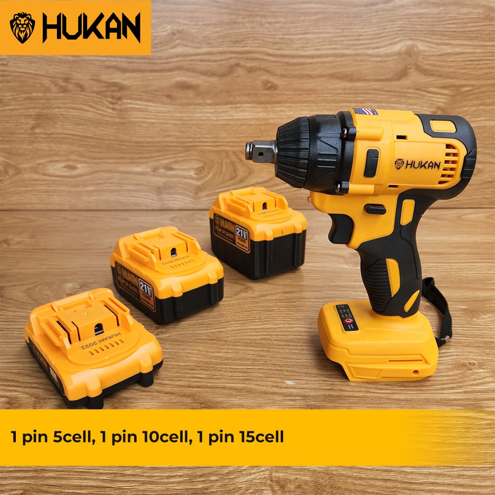 Máy Siết Bulong HUKAN HK-Hero Lực Siết 380Nm, 3 Cấp Tốc Độ, Đầu Khẩu 22cm Kèm 3 Pin