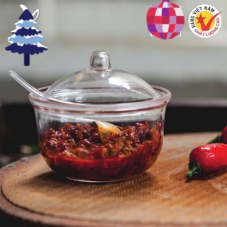 Hũ đựng gia vị có muỗng nhựa Acrylic, hộp hủ lọ đựng tỏi ớt - Spicy jar F-HU
