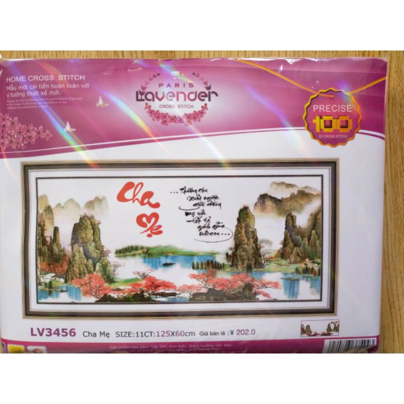 tranh thêu chữ thập 3D Cha Mẹ 125x55cm -LV3456