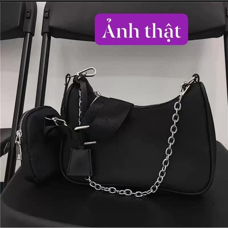 [Mã WAMT2405 giảm 10K đơn 0K] Túi đen đeo chéo phối dây xích cá tính cực chất | BigBuy360 - bigbuy360.vn