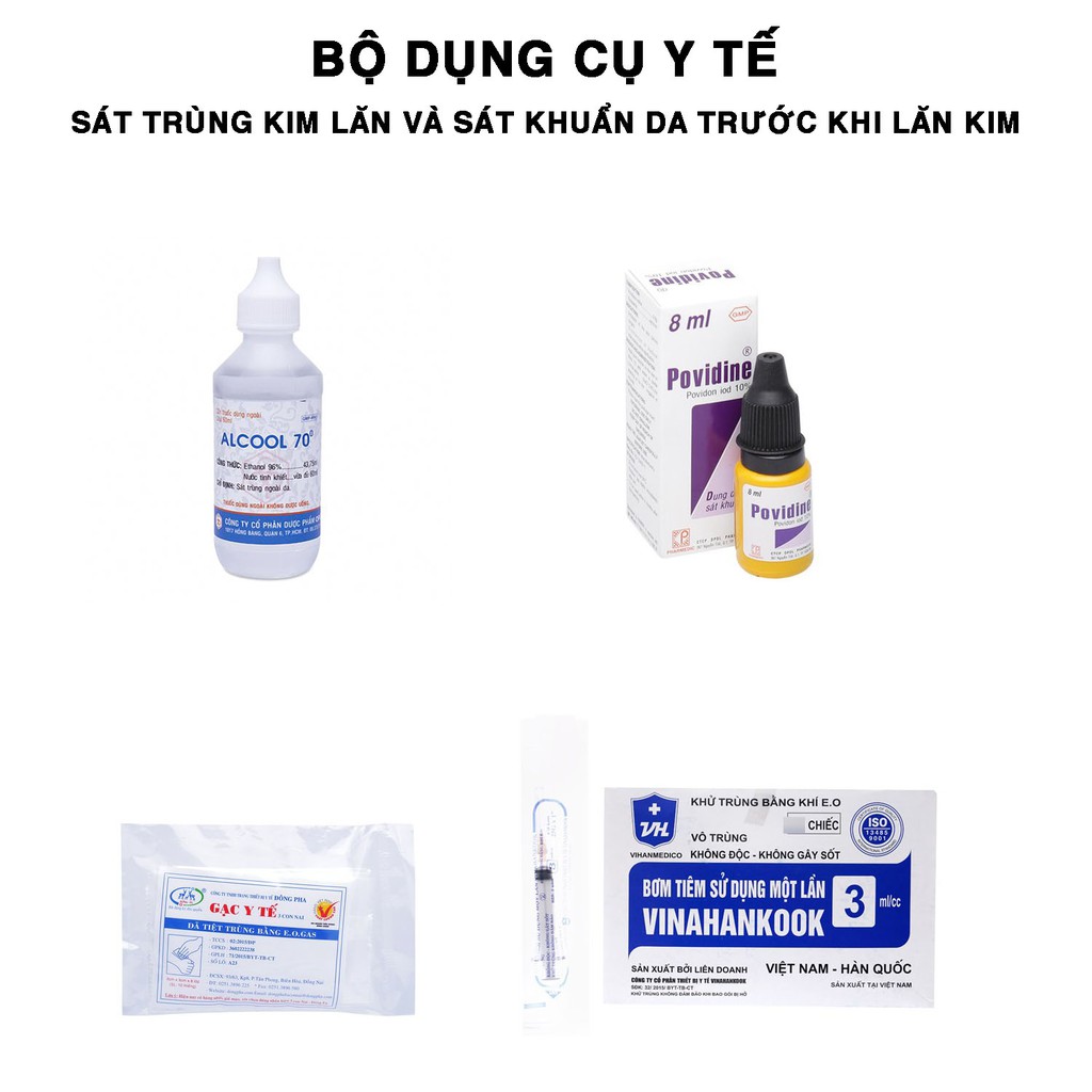 BỘ DỤNG CỤ Y TẾ DÙNG ĐỂ SÁT KHUẨN KIM LĂN VÀ SÁT TRÙNG DA MẶT TRƯỚC KHI LĂN KIM