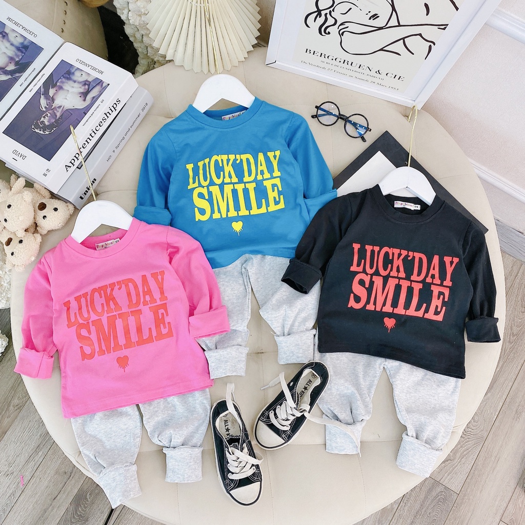 Bộ Dài Tay Thu Đông Năng Động, Khỏe Khoắn Cho Bé Gái Áo Cotton, Quần Len Tăm Thể Thao Cho Bé 8-20kg B1025