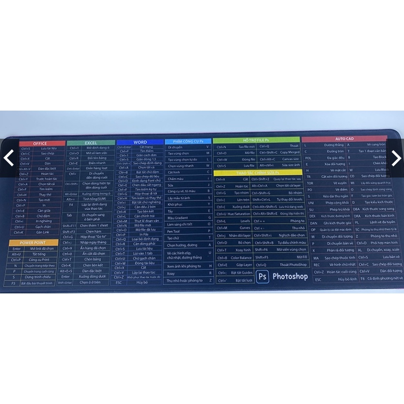 Lót chuột cỡ lớn anime phím tắt máy tính gaming  LC80