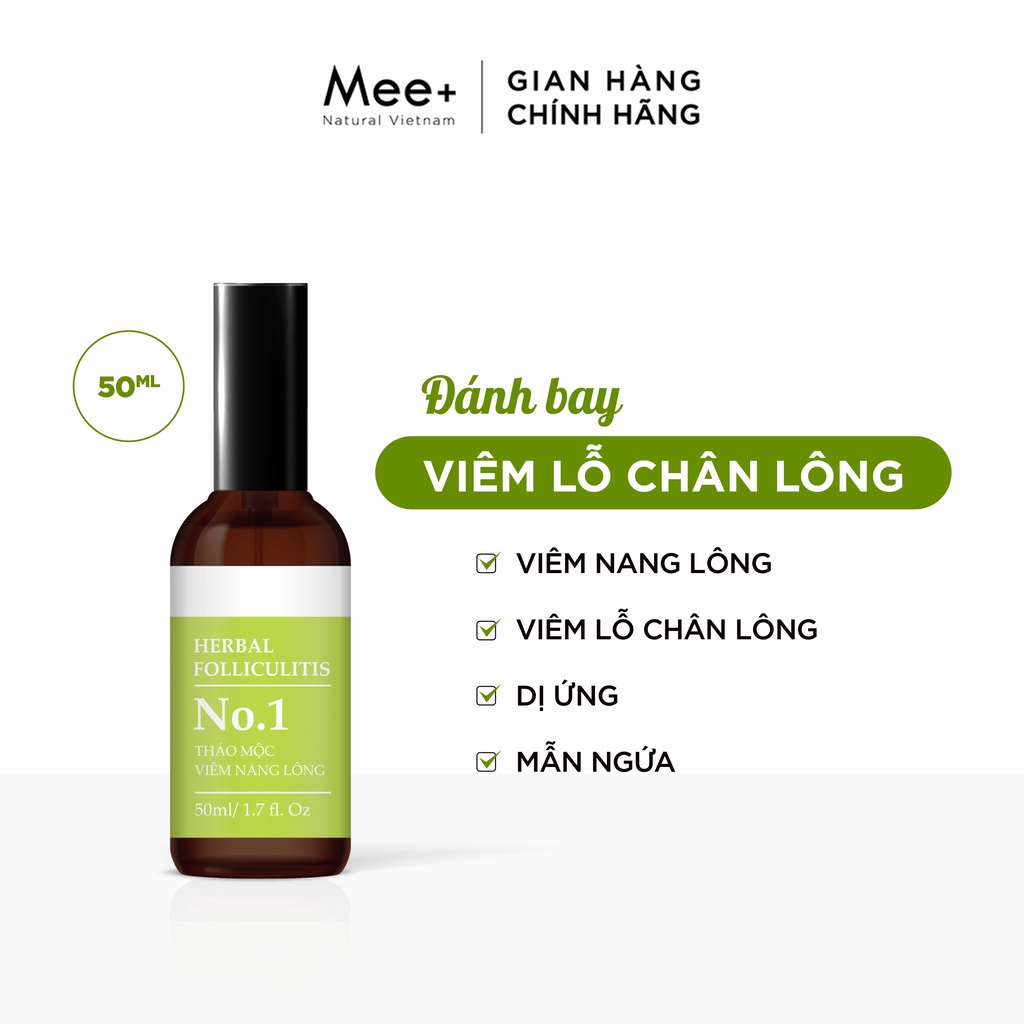 Viêm lỗ chân lông Mee Natural - Xịt viêm lỗ chân lông thảo mộc thiên nhiên làm dịu kích ứng, mẩn đỏ 50ml