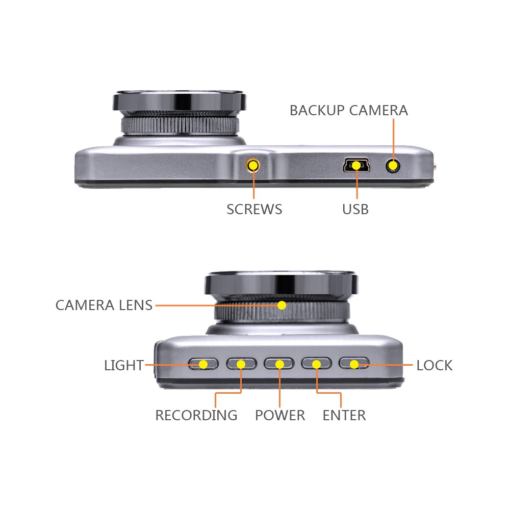 Camera Hành Trình Kép Trước Sau Dual Lens Dành Cho Ô Tô V10 Hỗ Trợ Full HD 1080P - Tích Hợp Màn Hình Cảm Ứng (Đen)