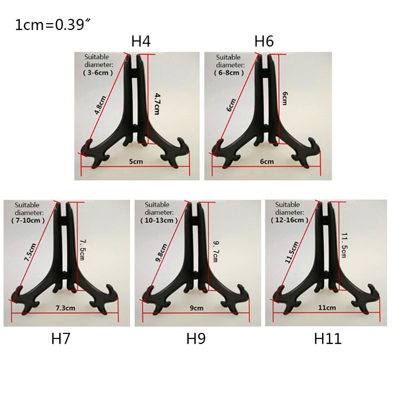 Giá đỡ trưng bày bát đĩa bằng nhựa màu đen kích thước 2/2.5/3/4/5 Inch