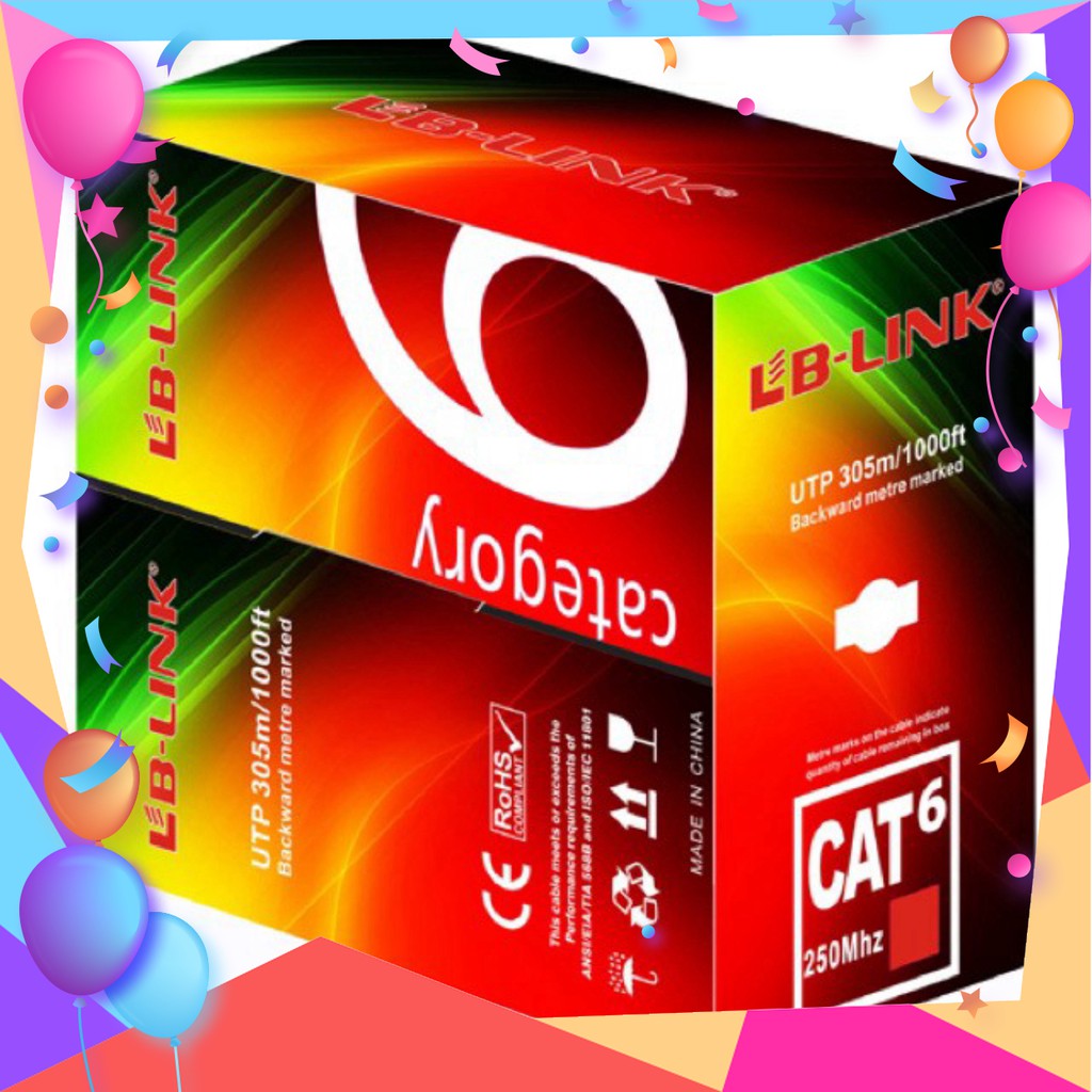 Dây mạng CAT6 CAT6E LB-Link cuộn 305m Full thùng, hàng chính hãng VNCT Việt Nam phân phối