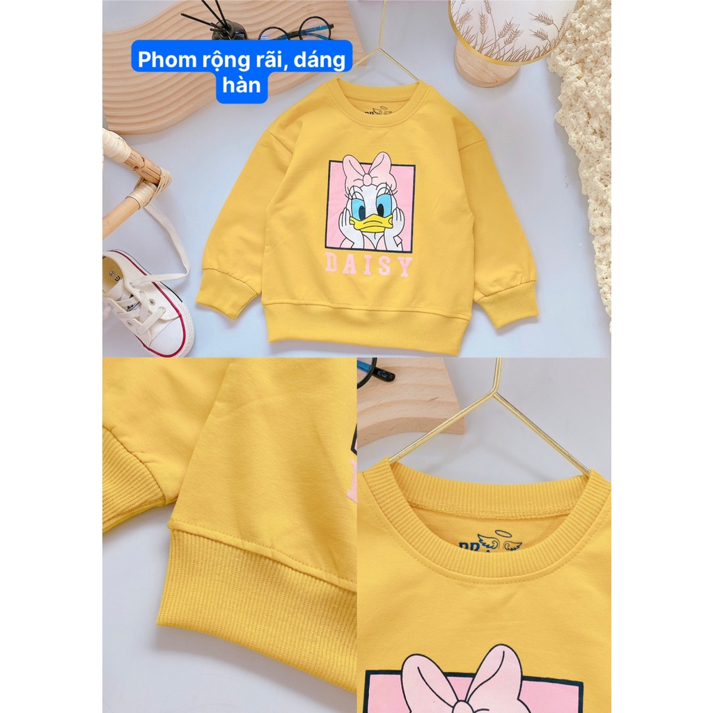 Áo thun dài tay bé gái chất nỉ da cá thương hiệu BB Angel, hình in daisy dễ thương