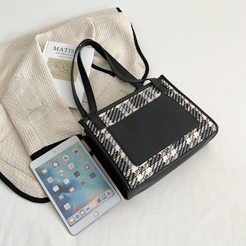 Túi xách đeo vai da pu mềm kẻ sọc cỡ lớn thời trang cho nữ IELGY