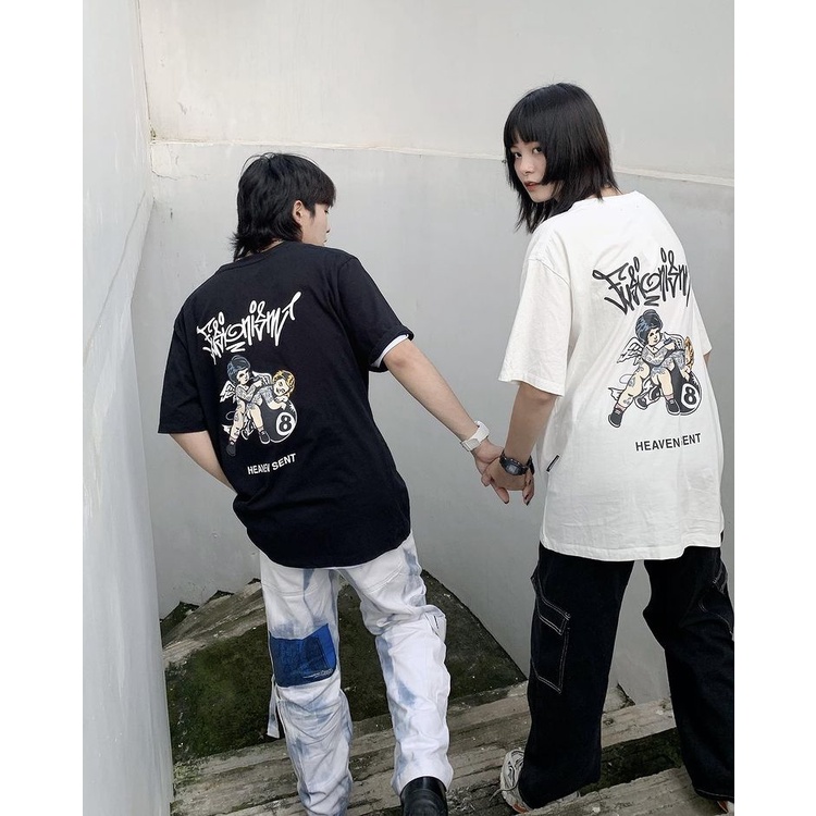 Áo thun in hình Heaven Sent Fusionism - Màu Trắng - Unisex - Form Oversize