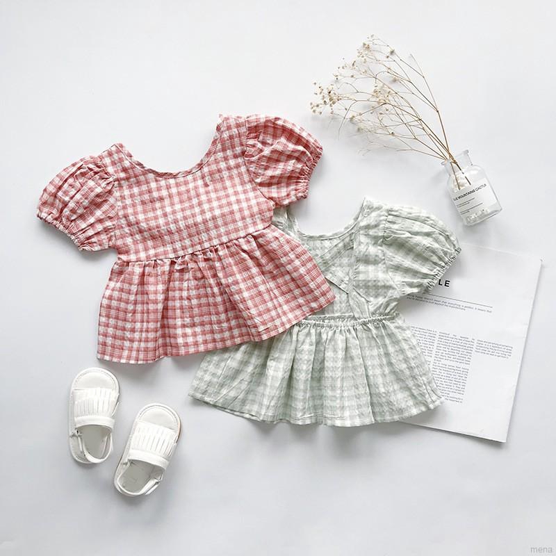 Áo thun tay ngắn in họa tiết kẻ sọc kiểu Nhật xinh xắn cho bé gái