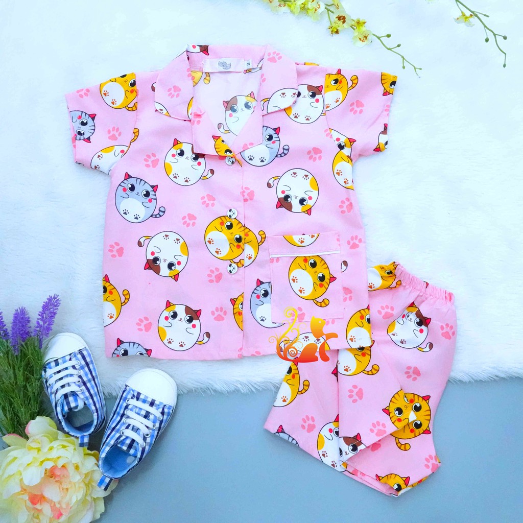 Đồ Mặc Nhà Pijama Kate Thái - &quot;Mèo tròn&quot; - Cho Bé 8 - 38kg