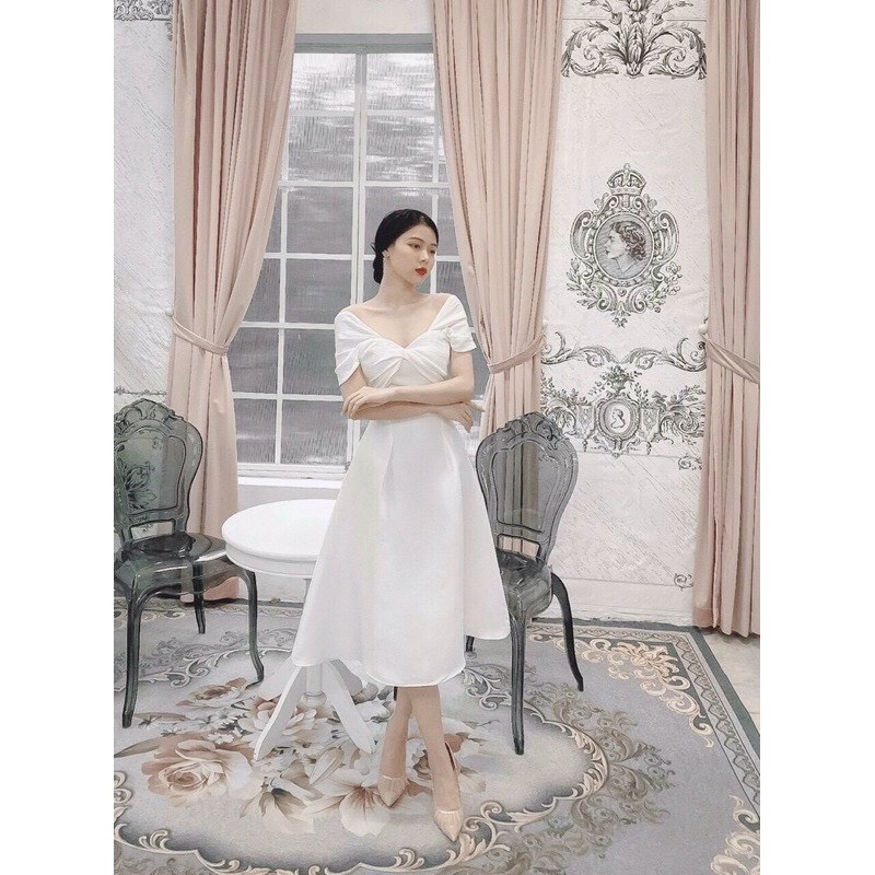 LIKEHER - ĐẦM DỰ TIỆC ĐẦM TRỄ VAI XOẮN NGỰC D11