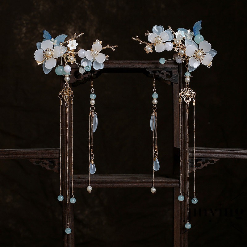 GETNOIVAS Cặp Bông Tai Thời Trang Dáng Dài Bằng Hợp Kim Có Đính Đá Đầy Quý Phái