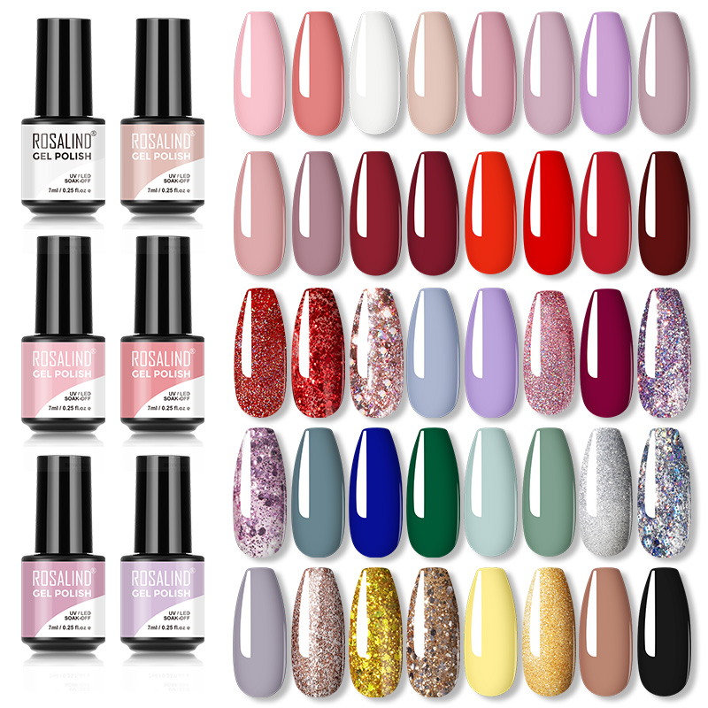 Gel đánh bóng móng tay Rosalind 7ml màu sáng / uv 21-40